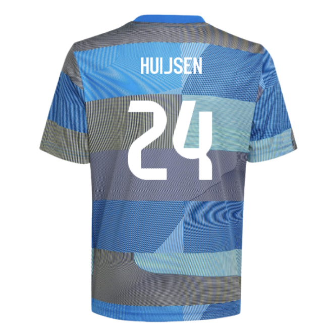 2025-2026 Real Madrid Pre-Match Shirt (Blue) - Kids (Huijsen 24)