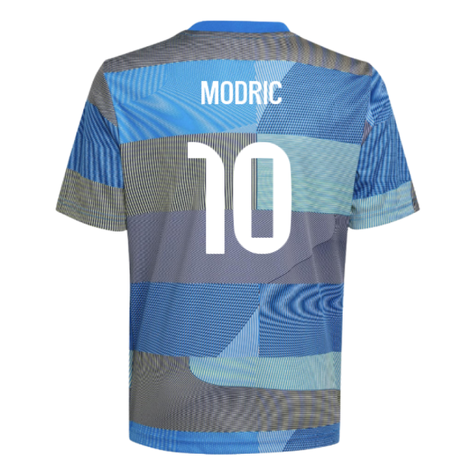 2025-2026 Real Madrid Pre-Match Shirt (Blue) - Kids (Modric 10)