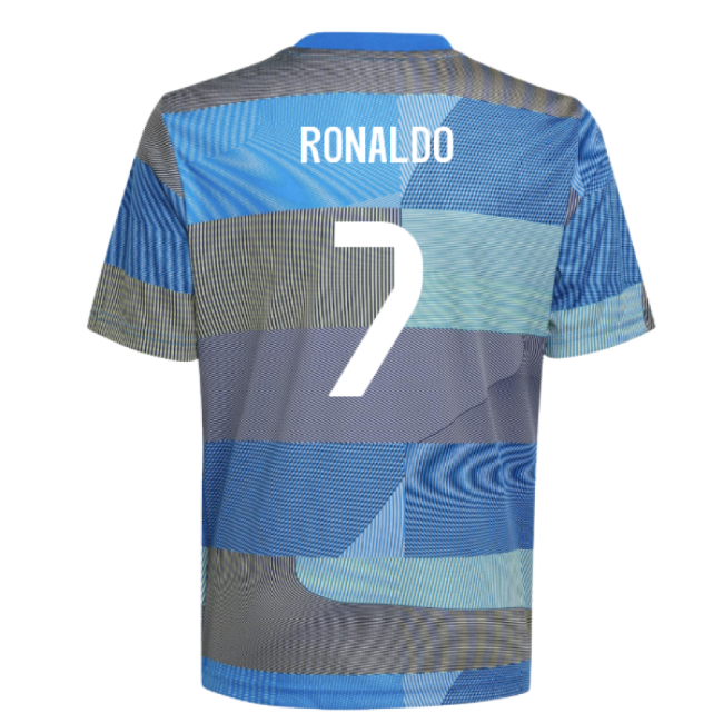 2025-2026 Real Madrid Pre-Match Shirt (Blue) - Kids (Ronaldo 7)