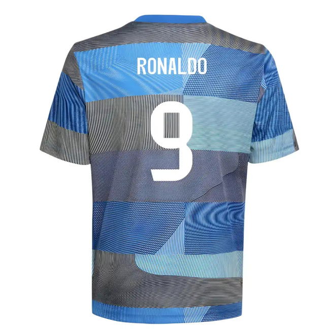 2025-2026 Real Madrid Pre-Match Shirt (Blue) - Kids (Ronaldo 9)