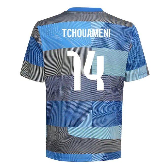 2025-2026 Real Madrid Pre-Match Shirt (Blue) - Kids (Tchouameni 14)