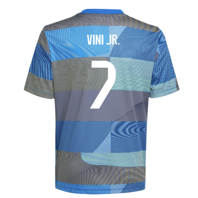 2025-2026 Real Madrid Pre-Match Shirt (Blue) - Kids (Vini Jr. 7)