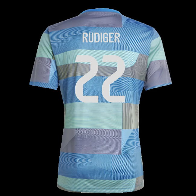 2025-2026 Real Madrid Pre-Match Shirt (Blue) (Rudiger 22)