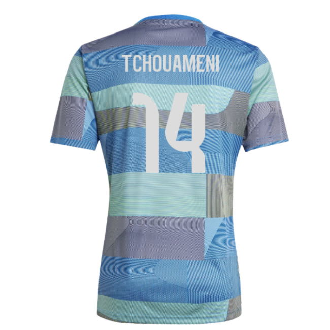 2025-2026 Real Madrid Pre-Match Shirt (Blue) (Tchouameni 14)