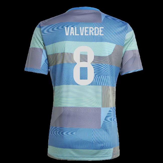 2025-2026 Real Madrid Pre-Match Shirt (Blue) (Valverde 8)