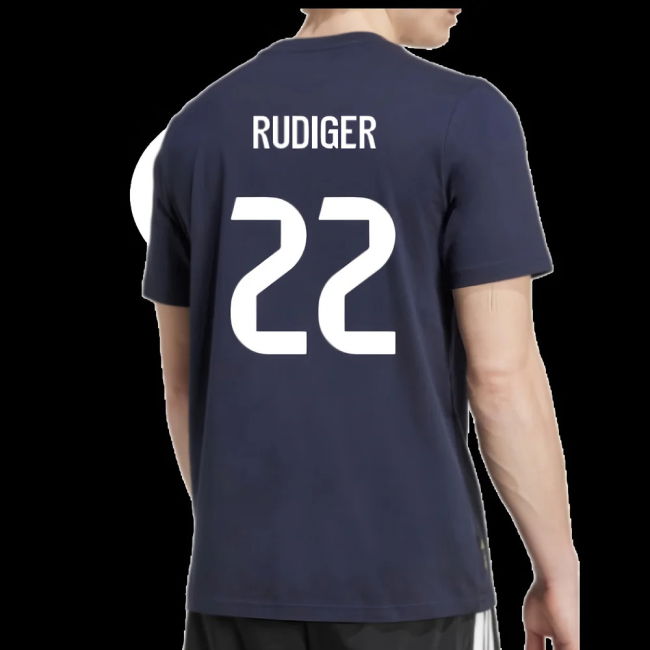 2025-2026 Real Madrid Seasonal Graphic Tee (Legend Ink) (Rudiger 22)