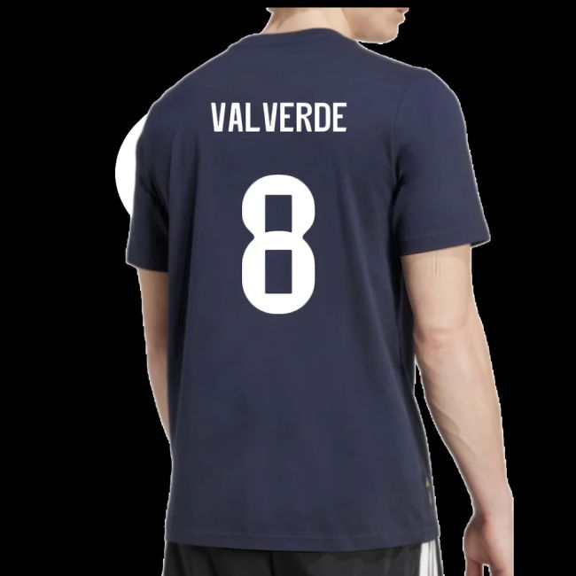 2025-2026 Real Madrid Seasonal Graphic Tee (Legend Ink) (Valverde 8)