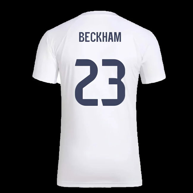 2025-2026 Real Madrid Seasonal Graphic Tee (White) (Beckham 23)