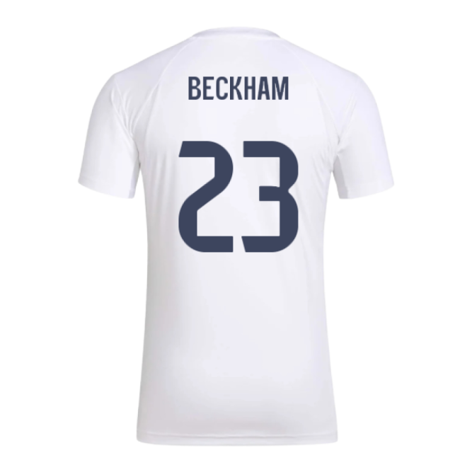2025-2026 Real Madrid Seasonal Graphic Tee (White) (Beckham 23)