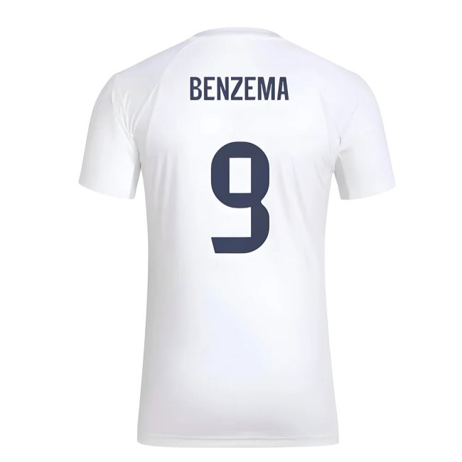 2025-2026 Real Madrid Seasonal Graphic Tee (White) (Benzema 9)