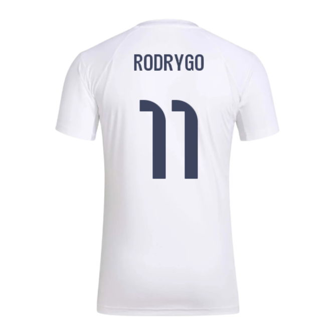 2025-2026 Real Madrid Seasonal Graphic Tee (White) (Rodrygo 11)
