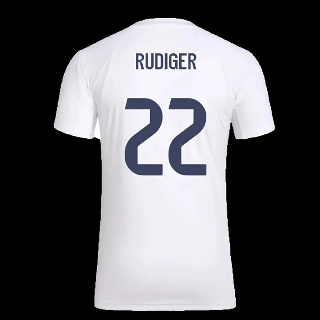 2025-2026 Real Madrid Seasonal Graphic Tee (White) (Rudiger 22)