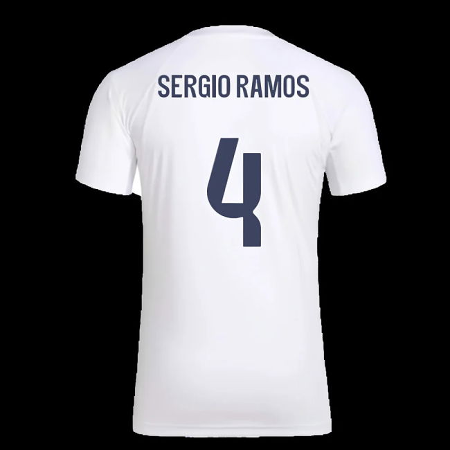 2025-2026 Real Madrid Seasonal Graphic Tee (White) (Sergio Ramos 4)