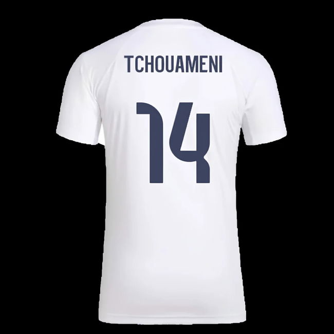 2025-2026 Real Madrid Seasonal Graphic Tee (White) (Tchouameni 14)