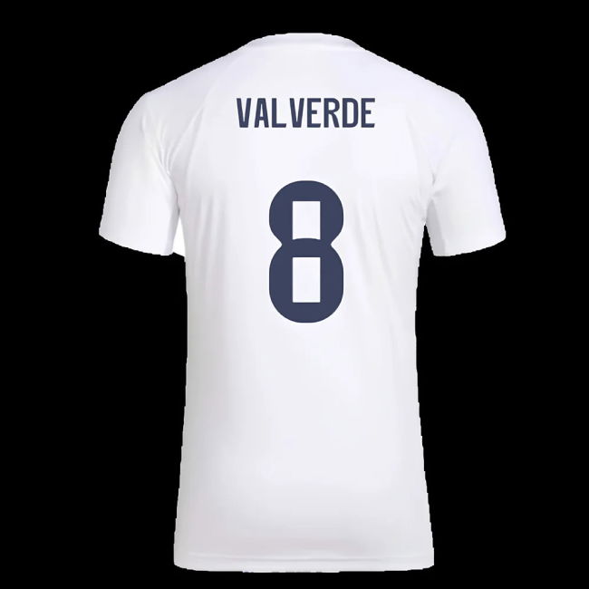 2025-2026 Real Madrid Seasonal Graphic Tee (White) (Valverde 8)