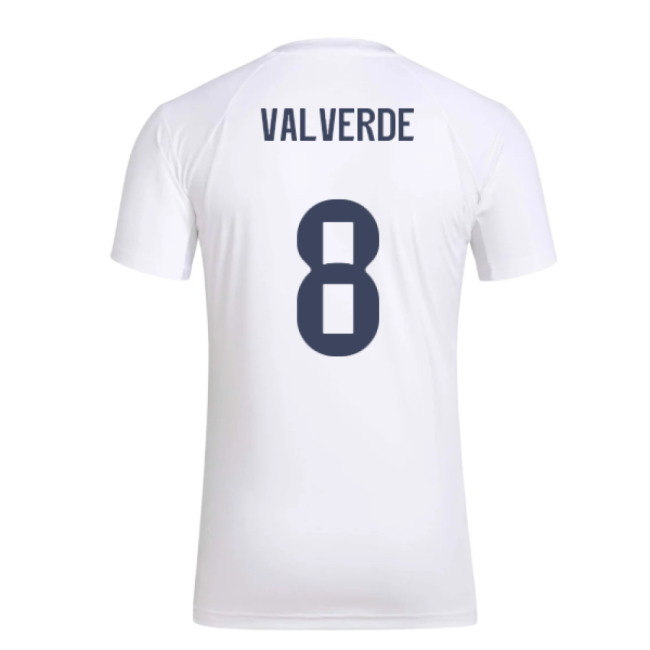 2025-2026 Real Madrid Seasonal Graphic Tee (White) (Valverde 8)