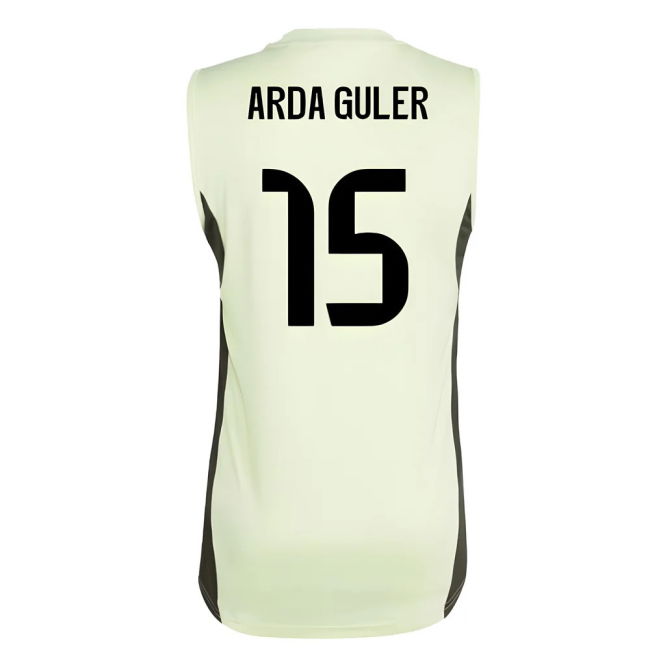 2025-2026 Real Madrid Sleeveless Training Jersey (Almost Lime) (Arda Guler 15)