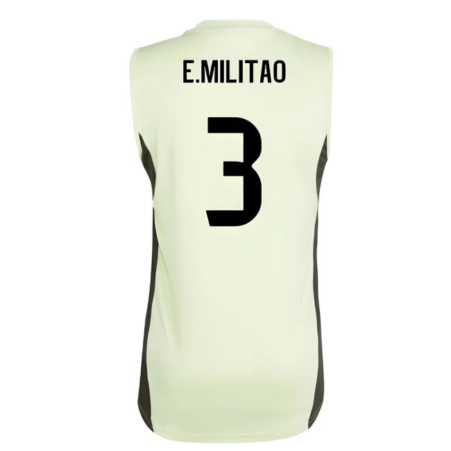 2025-2026 Real Madrid Sleeveless Training Jersey (Almost Lime) (E.Militao 3)