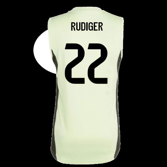2025-2026 Real Madrid Sleeveless Training Jersey (Almost Lime) (Rudiger 22)