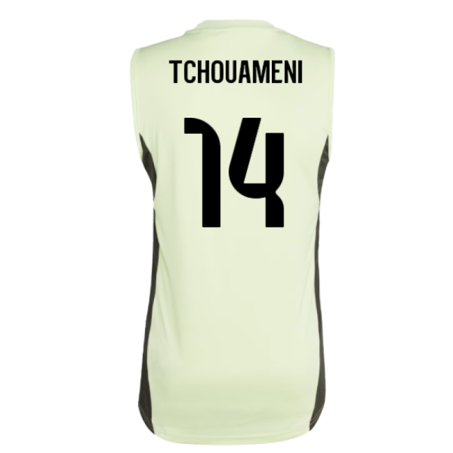 2025-2026 Real Madrid Sleeveless Training Jersey (Almost Lime) (Tchouameni 14)