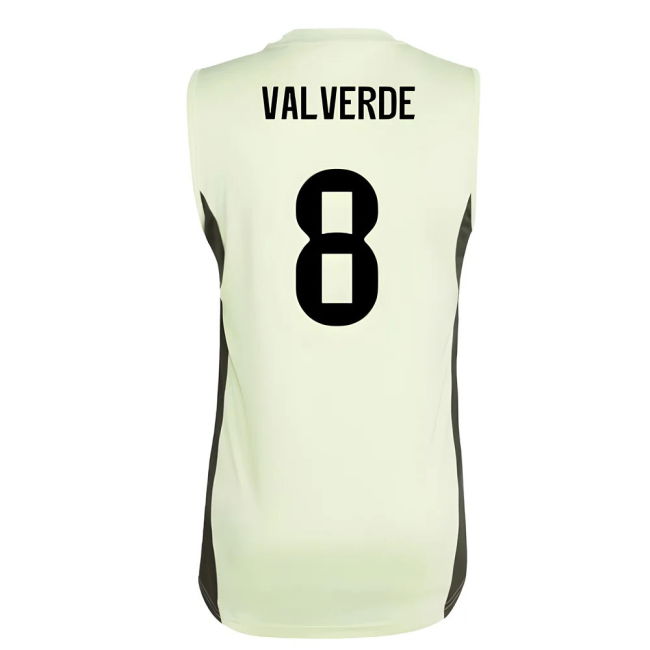 2025-2026 Real Madrid Sleeveless Training Jersey (Almost Lime) (Valverde 8)