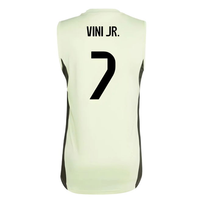 2025-2026 Real Madrid Sleeveless Training Jersey (Almost Lime) (Vini Jr. 7)
