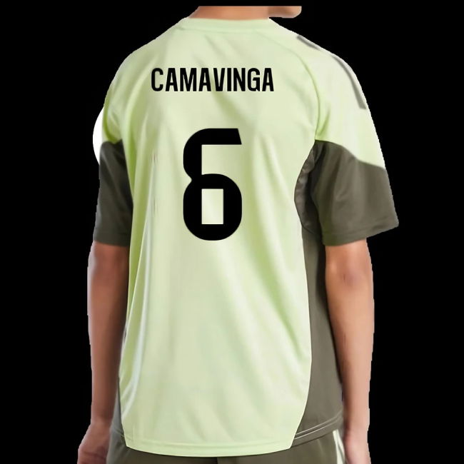 2025-2026 Real Madrid Training Jersey (Almost Lime) - Kids (Camavinga 6)
