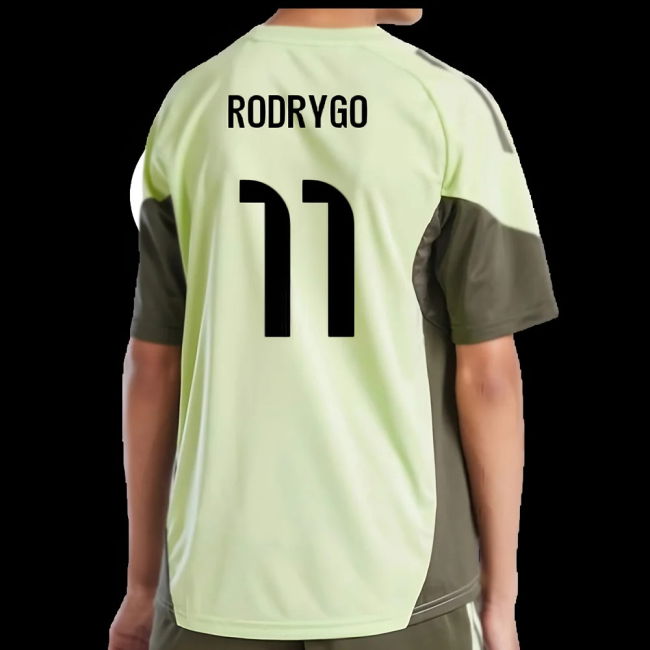 2025-2026 Real Madrid Training Jersey (Almost Lime) - Kids (Rodrygo 11)