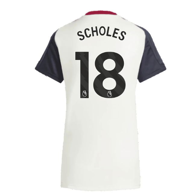 2025 Man Utd Training Jersey (Off White) - Womens (Scholes 18)