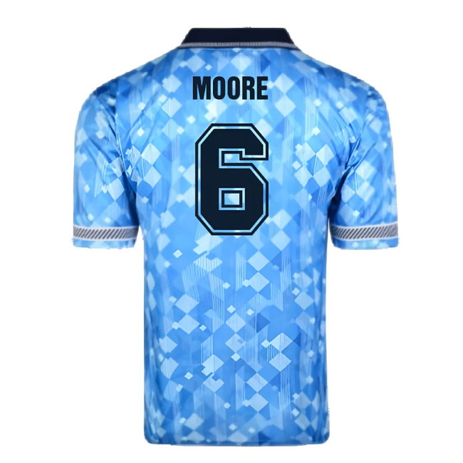 Score Draw England 1990 Third World Cup Finals Retro Football Shirt (Moore 6)