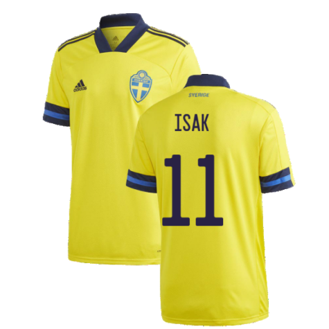 2020-2021 Sweden Home Adidas Football Shirt (ISAK 11)