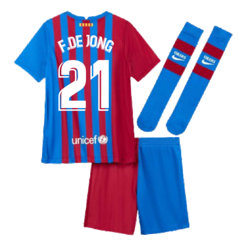 2021-2022 Barcelona Vapor Match Home Shirt (Kids) (F.DE JONG 21)
