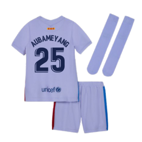 2021-2022 Barcelona Away Mini Kit (Kids) (AUBAMEYANG 25)