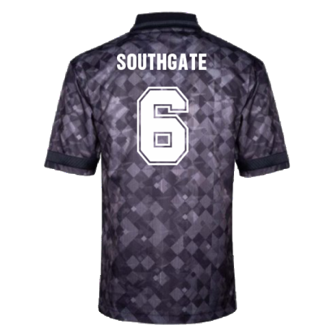 England 1990 Black Out Retro Football Shirt (Southgate 6)