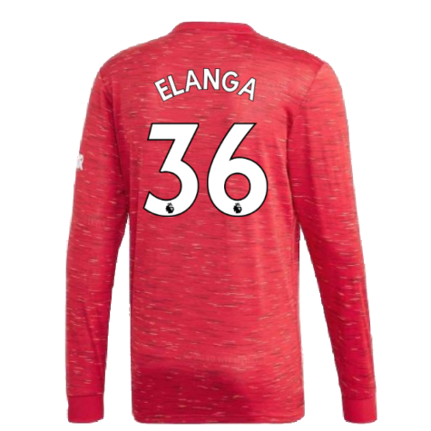 2020-2021 Man Utd Adidas Home Long Sleeve Shirt (Elanga 36)