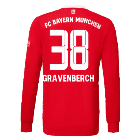 2022-2023 Bayern Munich Long Sleeve Home Shirt (GRAVENBERCH 38)
