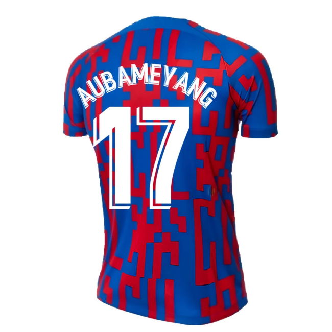 2022-2023 Barcelona Pre-Match Training Shirt (Blue) - Ladies (AUBAMEYANG 17)