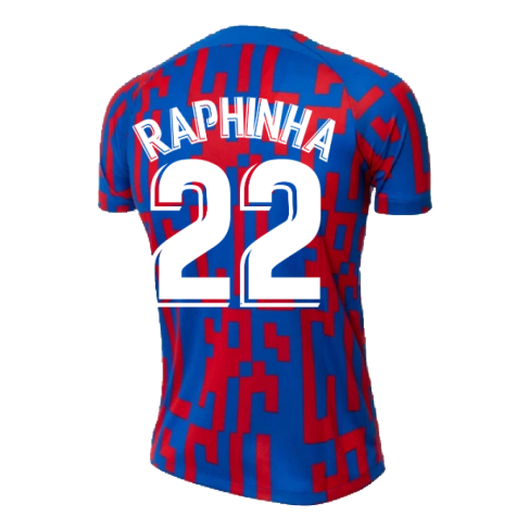 2022-2023 Barcelona Pre-Match Training Shirt (Blue) - Ladies (RAPHINHA 22)