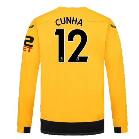 2022-2023 Wolves Long Sleeve Home Shirt (Cunha 12)