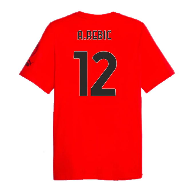 2023-2024 AC Milan FtblCore Graphic Tee (Red) (A.Rebic 12)