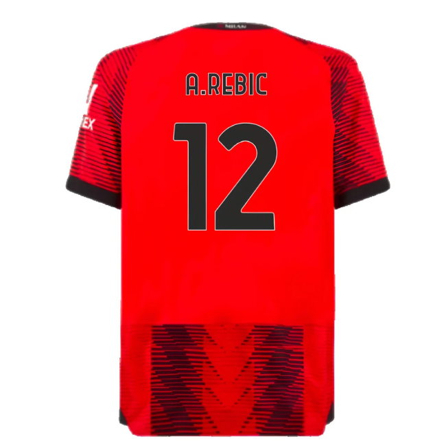 2023-2024 AC Milan Home Authentic Shirt (A.Rebic 12)