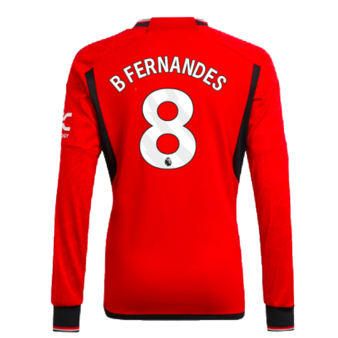2023-2024 Man Utd Home Long Sleeve Shirt (Kids) (B Fernandes 8)
