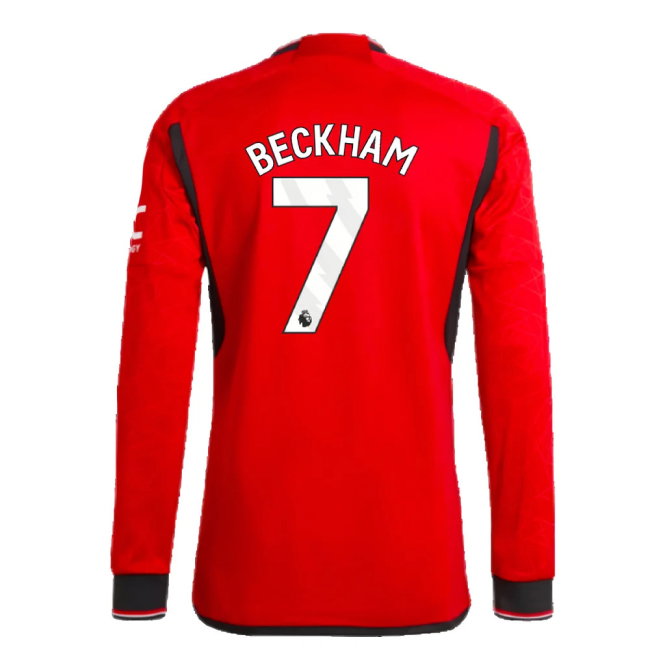 2023-2024 Man Utd Authentic Long Sleeve Home Shirt (Beckham 7)
