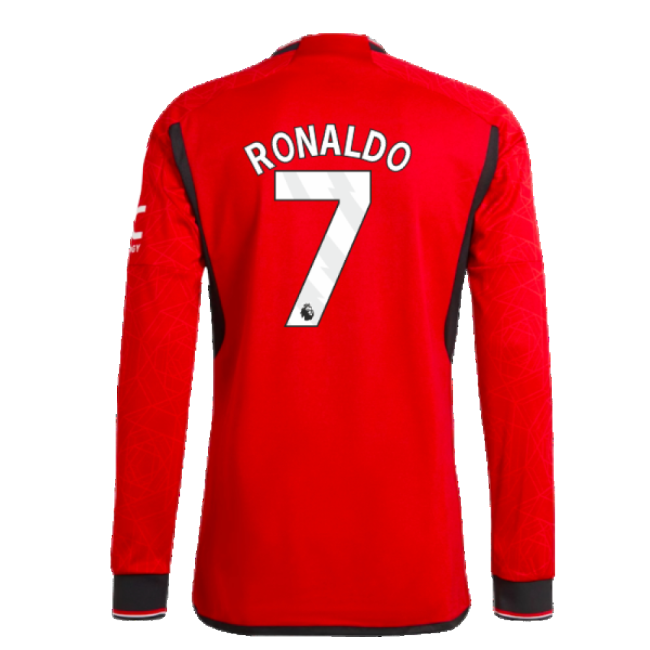 2023-2024 Man Utd Authentic Long Sleeve Home Shirt (Ronaldo 7)
