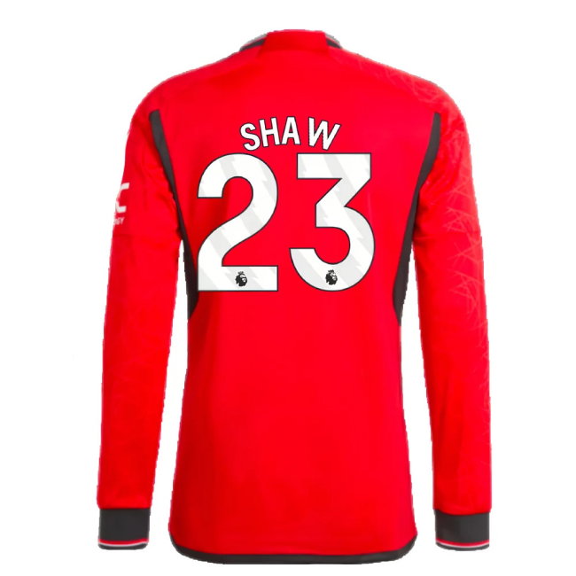 2023-2024 Man Utd Long Sleeve Home Shirt (Shaw 23)