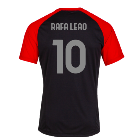 2023-2024 AC Milan Casuals Tee (Black) (Rafa Leao 10)