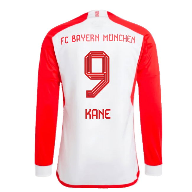 2023-2024 Bayern Munich Long Sleeve Home Shirt (Kane 9)