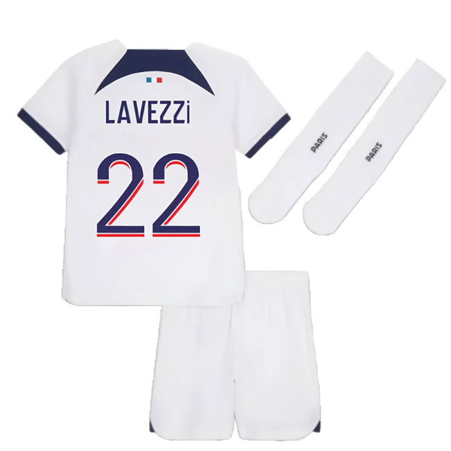 2023-2024 PSG Away Little Boys Mini Kit (Lavezzi 22)
