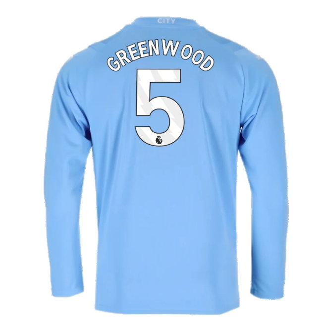 2023-2024 Man City Long Sleeve Home Shirt (Greenwood 5)