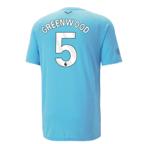 2023-2024 Man City Casuals Tee (Blue Wash) (Greenwood 5)